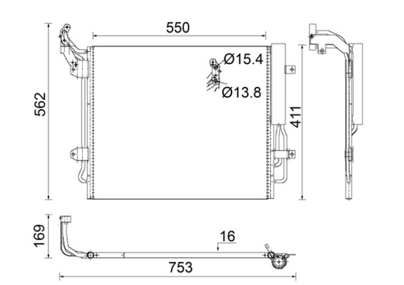 Condenser, air conditioning - AC849000S MAHLE - 042027N, 08103107, 107141