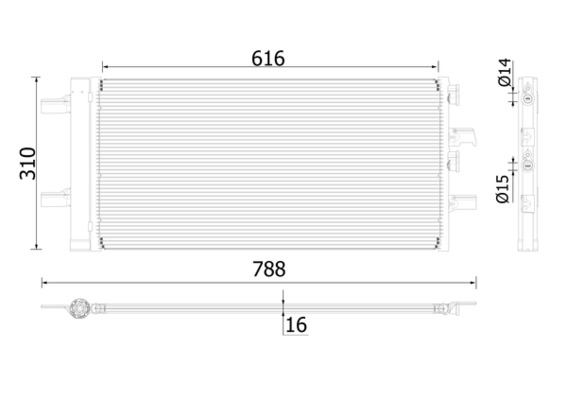 Condenser, air conditioning - AC891000P MAHLE - 052033N, 06015702, 08022041