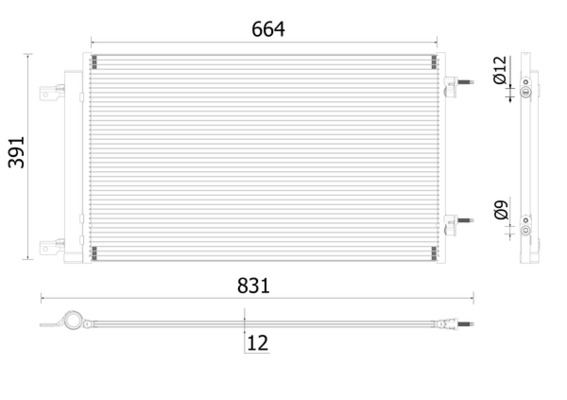 Condenser, air conditioning - AC901000P MAHLE - 152059N, 350339, 351010231