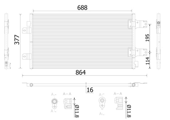 Condenser, air conditioning - AC906000S MAHLE - 08093073, 104577, 182039N