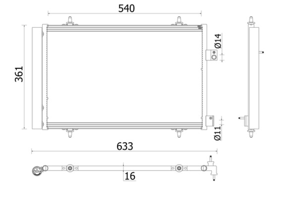 AC922000P, Condenser, air conditioning, Air-conditioning various, MAHLE, 351010521, 9005274, 9678872080