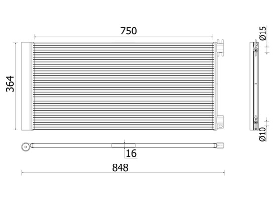 AC925000P, Condenser, air conditioning, Air-conditioning various, MAHLE, 107613, 1637844780, 182054N, 30C60067, 345575, 350429, 43015702, 4422251, 667190, 8093078, 8FC351010-751, 921008178R, 940596, DCC1955, DCN23042, KTT110586, M7231150, RT5626D, V46620034, 93868376, RTA5626D