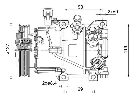Compressor, air conditioning - ACP1464000P MAHLE - 351011-181, 500ALECA, 511246