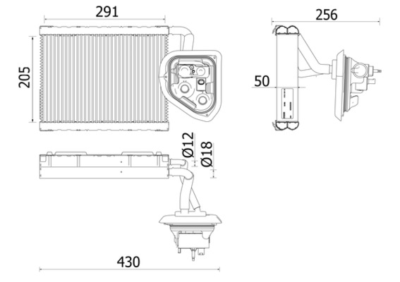 Evaporator, air conditioning - AE159000P MAHLE - 351009531, 64116805503, 6805503