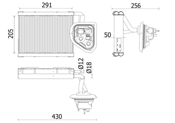 Evaporator, air conditioning - AE160000P MAHLE - 351009661, 64119361708, 9361708