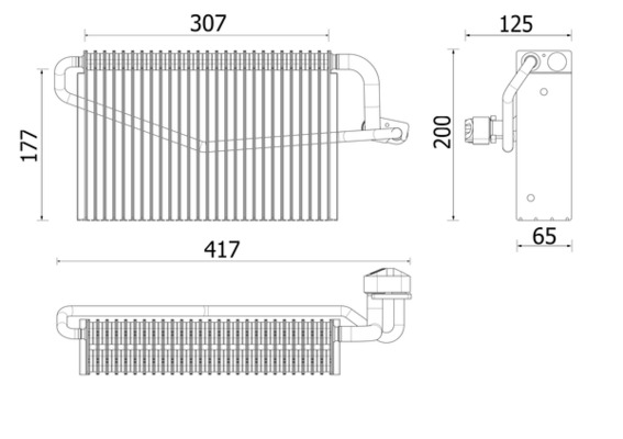 Evaporator, air conditioning - AE163000P MAHLE - 2098300458, 36118, 43B50012