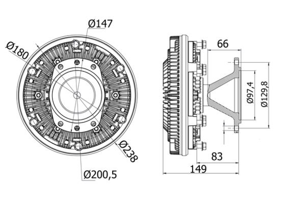 CFC8000S, Clutch, radiator fan, Cooler, MAHLE, 1306778, 298016N, 376727114, 49126, 1376148, 1376149, 1376778, 1380935