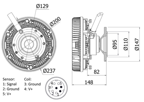 CFC19000S, Clutch, radiator fan, Cooler, MAHLE, 051.022, 10024100A, 1427573, 14342340004, 298003N, 330066, 376730054, 45258, 49003, 541458, 58585, 86028, D5DA001TT, DFC046, WG1720723, 1666098, 51022, WG1835975, 1680935