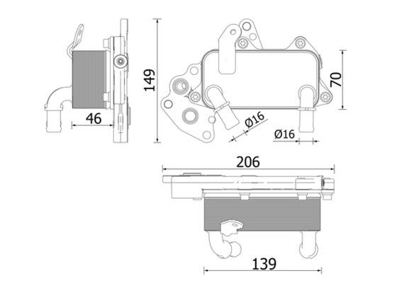 CLC230000P, Oil Cooler, automatic transmission, Cooler, MAHLE, 376909321, 3C0317037B, 90732