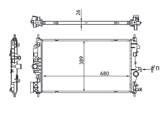 Radiator, engine cooling - CR1697000S MAHLE - 1300346, 13393983, 37002683