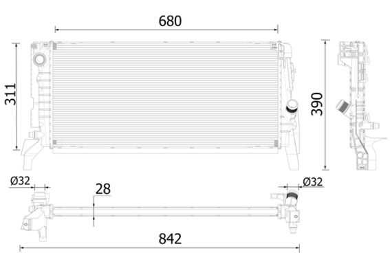 CR2311000P, Radiator, engine cooling, Cooler, MAHLE, 050107N, 17117635620, 376996721, 6012724, 60865, 7635620