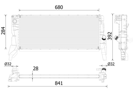 Radiator, engine cooling - CR2313000P MAHLE - 050112N, 17117617633, 376996741