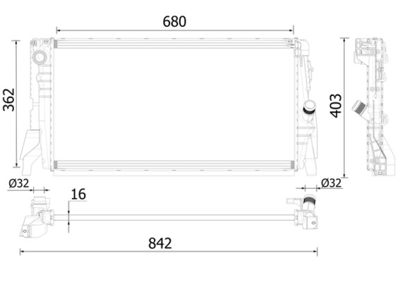 Radiator, engine cooling - CR2315000P MAHLE - 17117617594, 376996761, 7617594