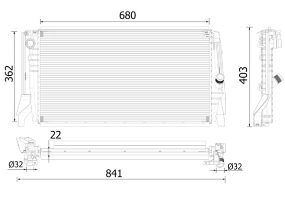 Radiator, engine cooling - CR2316000P MAHLE - 17117617595, 376996771, 7617595