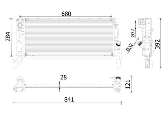 Radiator, engine cooling - CR2319000P MAHLE - 050113N, 17118603089, 376997501