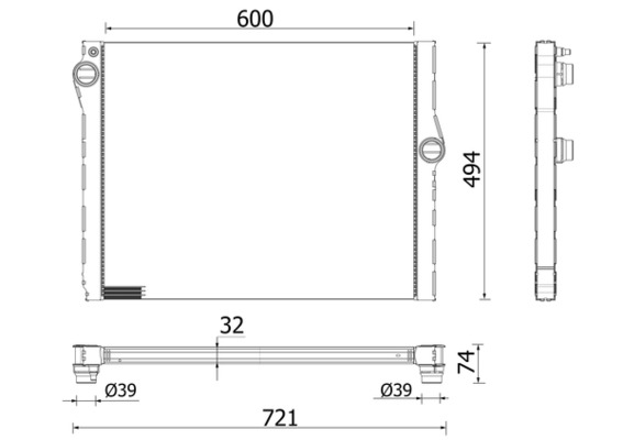 Radiator, engine cooling - CR2333000P MAHLE - 17117570095, 8MK376900-491, 7570095
