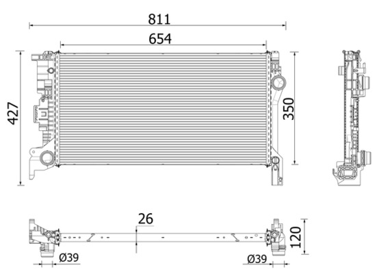 Radiator, engine cooling - CR2335000P MAHLE - 31368232, VO2307, 32224829