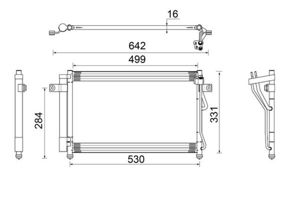AC679000S, Kondensator, Klimaanlage, Klimaanlage verschiedene, MAHLE, 161056, 260399, 350203473000, 351318071, 35476, 43029, 562007N, 754M15, 814341, 888-0400294, 925560, 94647, 976061C200, AC818964, HY5087, 8FC351318-071, BC473