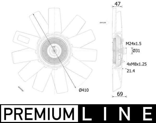 Fan, radiator - CFF525000P MAHLE - 20005181, 3302.1308060, 376911721