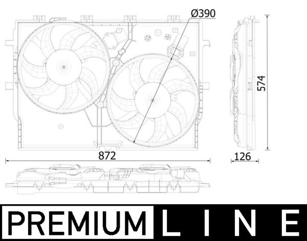 Fan, radiator - CFF551000P MAHLE - 0000053354024, 53354024