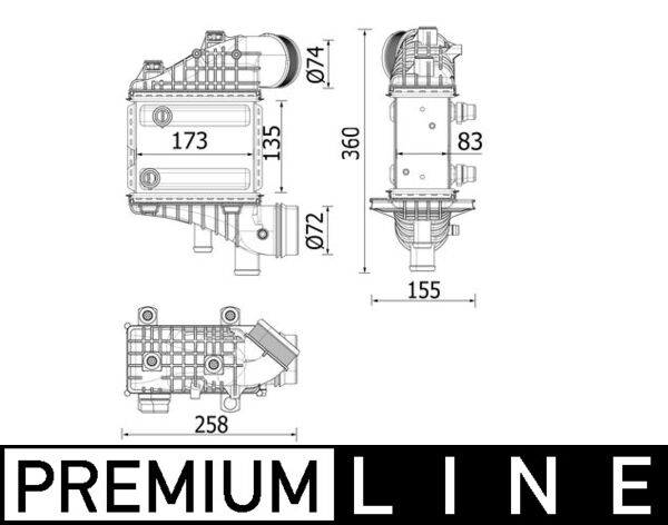 Ladeluftkühler - CI552000P MAHLE - 1780900000, 1780900414, 1780901300