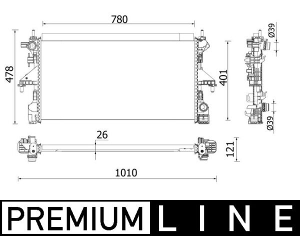 Radiator, engine cooling - CR933000P MAHLE - 0001382423080, 376747591