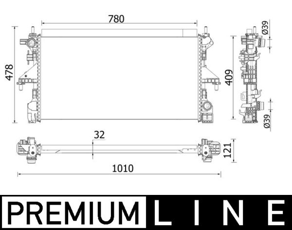 Radiator, engine cooling - CR934000P MAHLE - 0001384281080, 376747611, 8MK376747-611