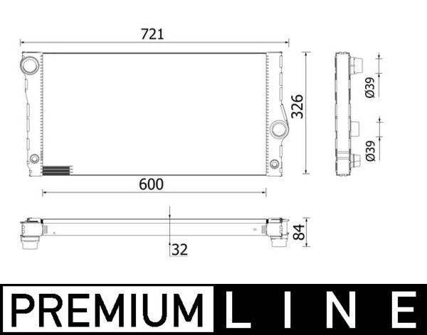 Radiator, engine cooling - CR956000P MAHLE - 050111N, 17117589004, 376749101
