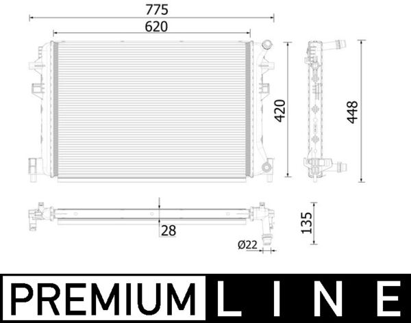 Low Temperature Cooler, intercooler - CR959000P MAHLE - 376749154, 5Q0121251EK, 65328