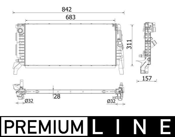 Radiator, engine cooling - CR2201000P MAHLE - 17118645799, 376777561, 8645799