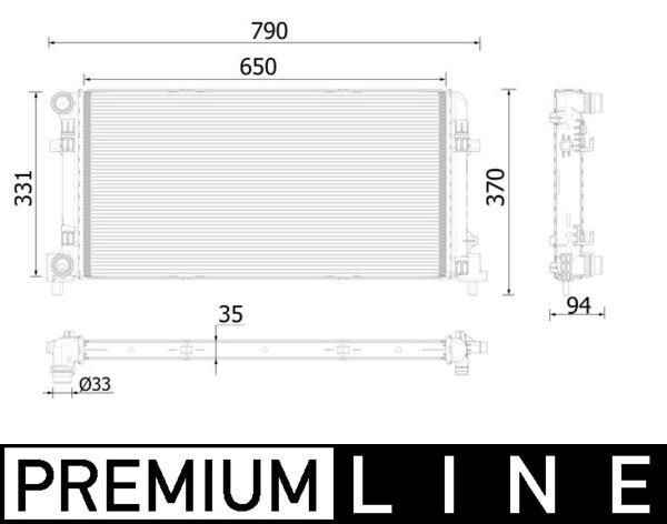 Radiator, engine cooling - CR2222000P MAHLE - 376795251, 6C0121253A, AI2450