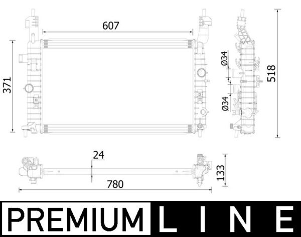 Radiator, engine cooling - CR2229000P MAHLE - 0107.3122, 121136, 1300413