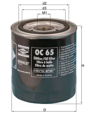 Ölfilter - OC65 MAHLE - 0451203108, 15.31.06/110, 1612184