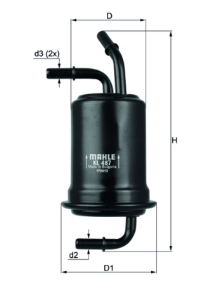 Kraftstofffilter - KL487 MAHLE - 0450905973, 0K2A120490A, 110228
