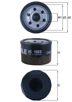 Ölfilter - OC1023 MAHLE - 1541ALBA2E00, 5DM1344000, COF047