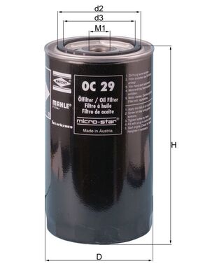 OC29, Ölfilter, Ölfilter, MAHLE, 02100073, 0451203001, 05004776, 13.28.06/110, 1541281002, 155OS, 2315601, 2654347, 4085, 431088, 616, 6612598, 8004841, AMN2007, AZL008, BC1043, DO298, FT4805, H19W03, LS774, PH299, SP826, W950/5, 0451203010, 1827183, 2654400, 50013155, 66125980, OK85, PH977A