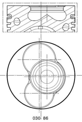 0308600, Kolben, Kolben komplett mit Ringen und Bolzen, MAHLE, 038107065CH, 038107065EL, 038107065EN, 038107065FQ, 038107065GJ, 038107065GL, 038107101CA, 38107065CH, 38107065EL, 38107065EN, 38107065GL, 8711490025, 99470600, 8711490045