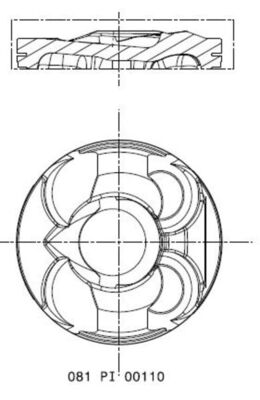Complete piston with rings and pin - 081PI00110001 MAHLE