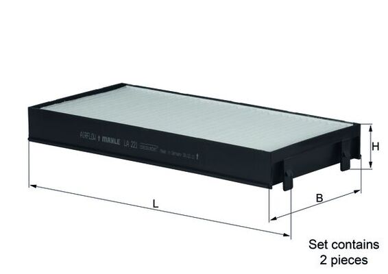 LA221/S, Filter, Innenraumluft, Innenraumfilter, MAHLE, 64116945593, 64316945585, 6945585, 0859086, 13025338, 1428101519, 154703549430, 17483FX2, 1987432219, 20928413, 28413, 3143190000/S, 4215AC, 5325500, 715583, 80000848, 90257, ADB112502, CCF0166, CF10920-2, CU2941-2, E2944LI, EKF171, FC215x2, JLR7276, K12702X, MS6375, NC2371, PU1228E, QAP436