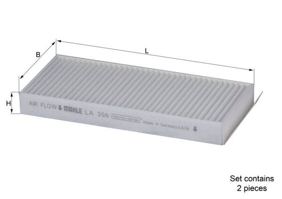 LA356/S, Filter, Innenraumluft, Innenraumfilter, MAHLE, 090094, 0986AF5540, 09KI07, 0K9A46152X, 13335239, 17034FX2, 2152, 21K07, 24569, 28123190003/S, 350208065740, 715523, 80000644, 91924569, ADG02521, AH346-2, CF11247-2, CU2521-2, DCF283P, E1997LI, E6392, EKF263, FC362x2, J1340301, J1340311, K12062X, K135A01, KC6103, MP2152, MS6288