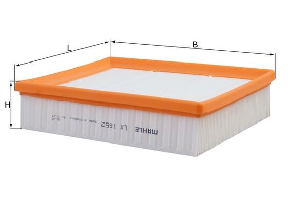 LX1652, Air Filter, Air filter, MAHLE, 0120940074, 100466, 120811, 1318604800, 1457433585, 153071762363, 2660940004, 3031800, 50013697, 585188, 60853, 8447, A1213, A2173, ADU172214, AF409, AG1674, AP034/1, AR10050PM, BFA2137, C2287, CA10050, CAF100775P, E612L, EAF550, ELP9094, K765, MA3090, MD8154, P434