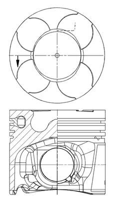 Complete piston with rings and pin - 0386400 MAHLE