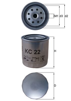 KC22, Kraftstofffilter, Kraftstofffilter, MAHLE, 0000820101, 0000920001, 0000929001, 005FS, 0140920000, 0142340, 022129767A, 10932098, 110043, 1402608, 1457434095, 16.32.10/130, 2431901, 26562002, 28000240952, 2940123022642, 30789153, 32098, 33006, 354, 4127, 432135, 5008874, 587717, 6090, 63162, 7176-495, 7690127, 8671000202, 9975337