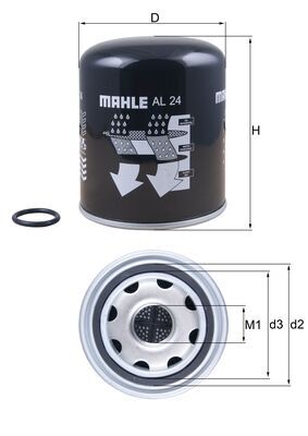 AL24, Air Dryer Cartridge, compressed-air system, Other, MAHLE, 0004295695, 0986628254, 1394/1X, 1506635, 1699132, 20891930, 244265, 4078AD, 5001865037, 563201, 64521040002, 96008E, AD785/4, BA5379, DSF0204, FT6046, K009460, P951413, R950068, SP1950, T280W, 0004295795, 1527757, 20557234, 4324109362, 7421267820, 81521086025, 986628254, BA5592, K039454