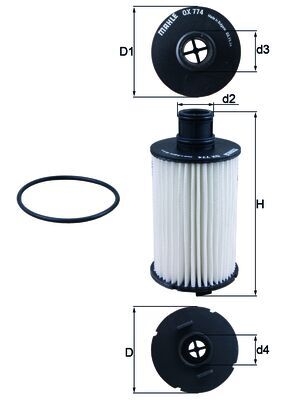 Ölfilter - OX774D MAHLE - 100LL10, 109017, 14159