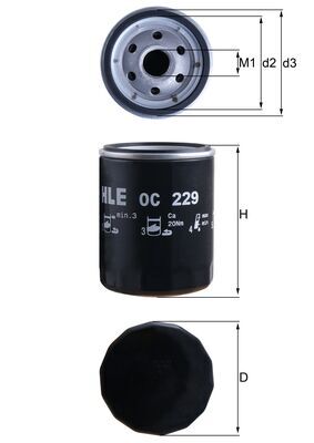 OC229, Ölfilter, Ölfilter, MAHLE, 99310720300, F026407253, LS1105, PH2903, W713/20, 99310720302, F026407271, 99310720303, 99310720304, 99310720305