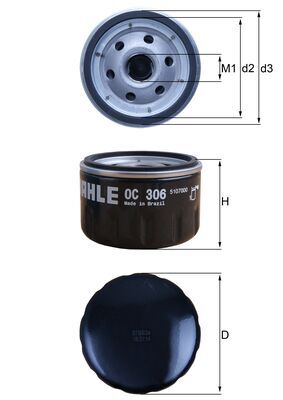 Ölfilter - OC306 MAHLE - 11427673541, 1541ALGC6E00, COF064