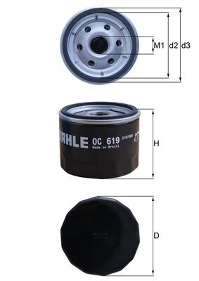 Ölfilter - OC619 MAHLE - 11427721779, COF060, F026407251