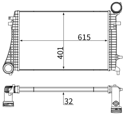 CI166000S, Ladeluftkühler, Kühler, MAHLE, 1K0145803F, 1K0145803H, 30199, 342500, 376746151, 801M32A, 96619, VNA4268, 1K0145803Q, 376746154