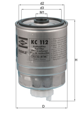 Kraftstofffilter - KC112 MAHLE - 0813566, 1457434103, 2435000